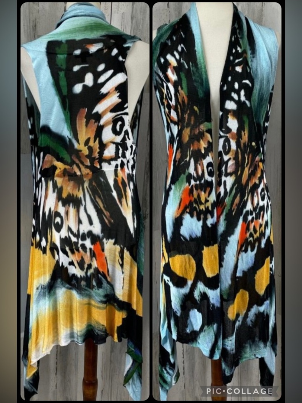 (A1) NWOT Dor Dor Couture Butterfly Print Sleeveless Vest Dress | S | Mesh High-